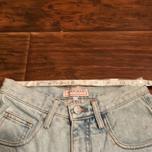 Vintage Guess Blue Distressed Denim Shorts Retro Casual Triangle Guess Pocket - Picture 5 of 13
